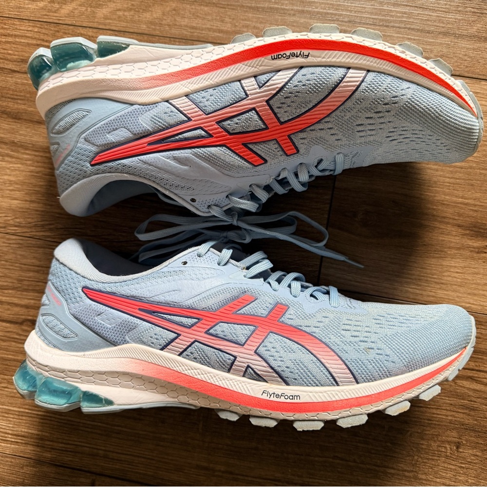 ASICS Women's Sky Blue and Coral Athletic Shoes